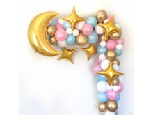 Balionų girlianda, pastelinė su auksu (2m)