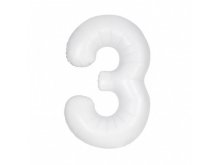 Folinis balionas "3", baltas (86 cm)
