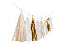 Kutosų girlianda, balta ir auksinė (304cm) Kutosų girlianda, balta ir auksinė (304cm)