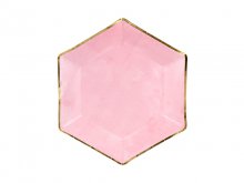Lėkštutės su aukso krašteliu, rožinės (6vnt/23cm)