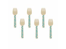 Medinės šakutės su žydrais taškučiais (12vnt) Medinės šakutės su žydrais taškučiais (12vnt)