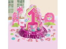 Pirmojo gimtadienio dekoracijų rinkinys, rožinis (3vnt.) 