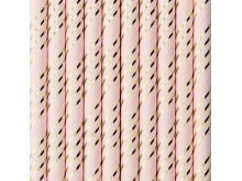 Šiaudeliai, švelniai rožiniai su auksinėmis juostelėmis (10 vnt.)