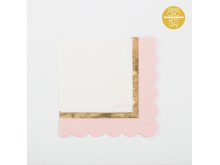 Servetėlės su rožine ir auksine juostelėmis (16vnt/33x33cm) Servetėlės su rožine ir auksine juostelėmis (16vnt/33x33cm)