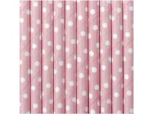 Taškuoti rožiniai šiaudeliai (10vnt)