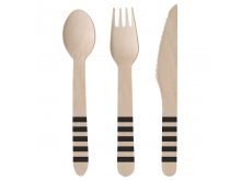 Mediniai stalo įrankiai, juodai dryžuoti (8-iems) Mediniai stalo įrankiai, juodai dryžuoti (8-iems)