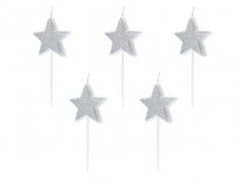 Žvakutės "Žvaigždės", sidabrinės (5vnt)