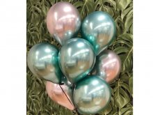 Balionų puokštė - žalia ir sidabrinė (9vnt)