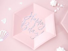 Lėkštutės "Happy B'day", rožinės (6 vnt./20 cm)