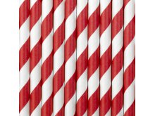 Raudonai dryžuoti šiaudeliai (10vnt)