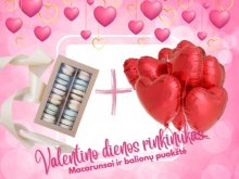 Valentino dienos rinkinys - MACARUNSAI ir 8 balionai (45cm) Valentino dienos rinkinys - MACARUNSAI ir 8 balionai (45cm)
