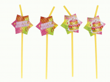Šiaudeliai "Happy birthday" (8vnt.)