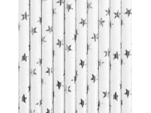 Šiaudeliai "Sidabrinės žvaigždutės" (10vnt)