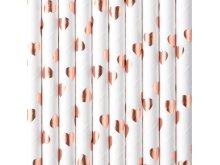 Šiaudeliai su rožinio aukso širdelėmis (10 vnt.)