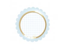 Žydros lėkštutės su aukso juostele (8 vnt./18 cm) Žydros lėkštutės su aukso juostele (8 vnt./18 cm)